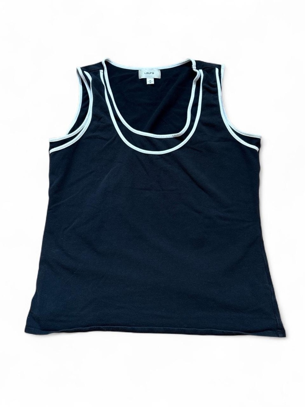 Laura Vintage Y2K Contrast Trim Double-Layer Look Tank Top